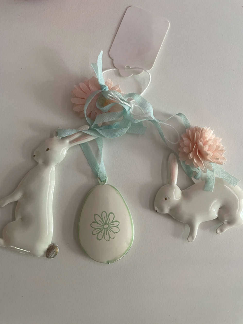 Maileg metal easter ornaments bunny and decorated egg